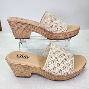 Cliffs by White Mountain Women's Cream Platform Woven Slide Sandals Size 9